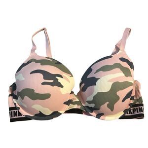 Victoria's Secret PINK Wear Everywhere T-Shirt Bra 36D Lightly Lined Camo Pink